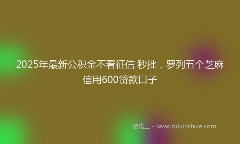 2025年最新公积金不看征信 秒批，罗列五个芝麻信用600贷款口子