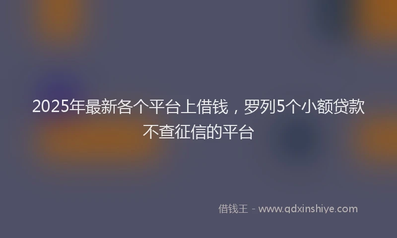 2025年最新各个平台上借钱，罗列5个小额贷款不查征信的平台