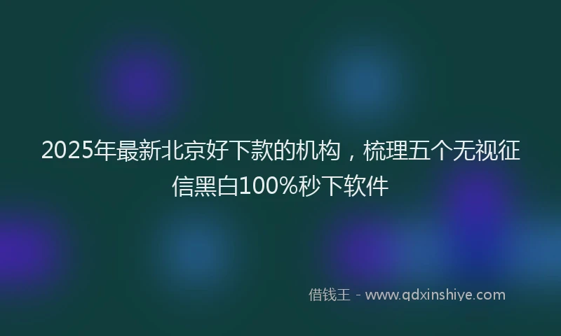 2025年最新北京好下款的机构，梳理五个无视征信黑白100%秒下软件