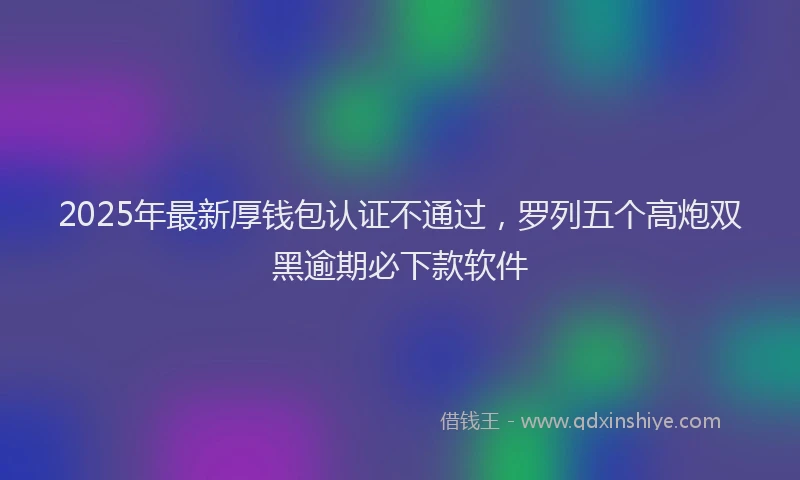 2025年最新厚钱包认证不通过，罗列五个高炮双黑逾期必下款软件
