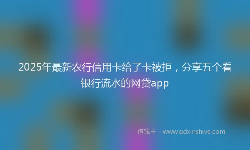 2025年最新农行信用卡给了卡被拒，分享五个看银行流水的网贷app