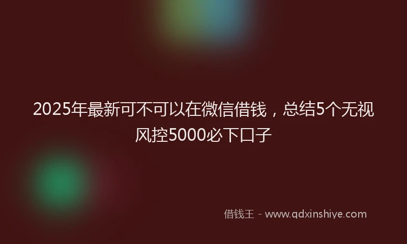 2025年最新可不可以在微信借钱，总结5个无视风控5000必下口子