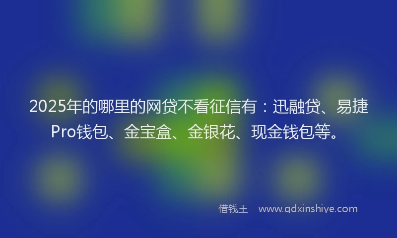 2025年的哪里的网贷不看征信有：迅融贷、易捷Pro钱包、金宝盒、金银花、现金钱包等。
