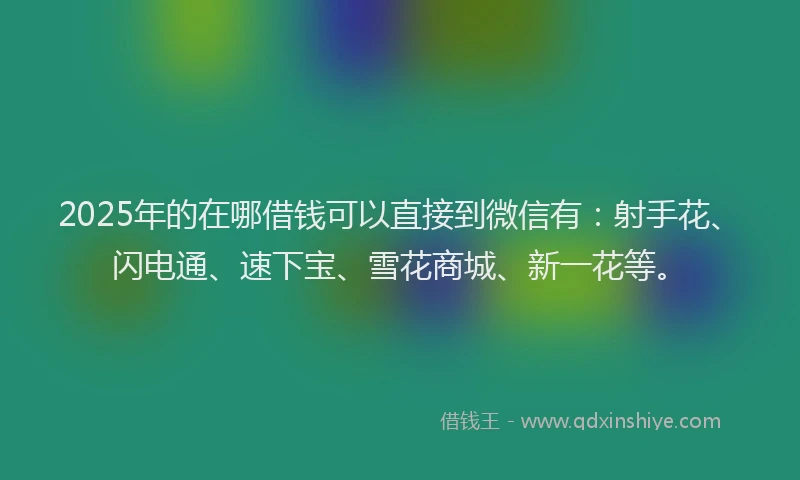 2025年的在哪借钱可以直接到微信有：射手花、闪电通、速下宝、雪花商城、新一花等。