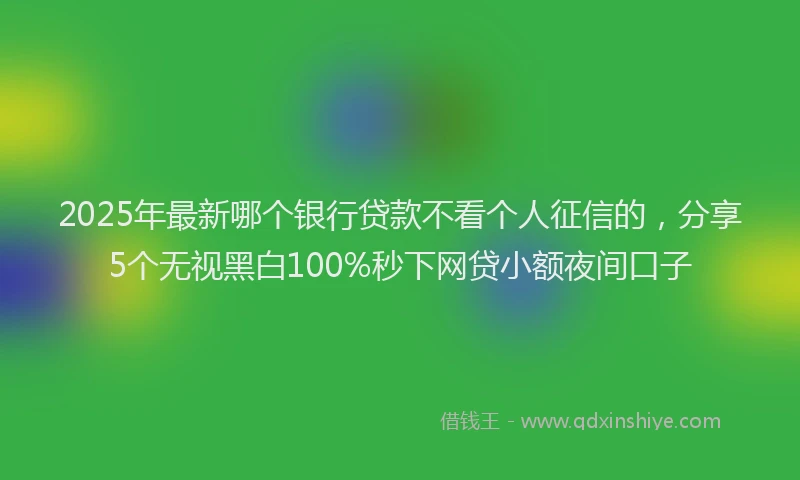 2025年最新哪个银行贷款不看个人征信的，分享5个无视黑白100%秒下网贷小额夜间口子