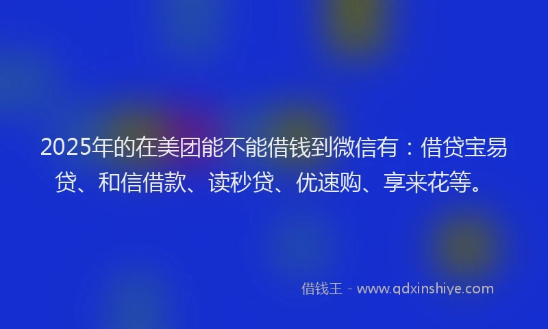 2025年的在美团能不能借钱到微信有：借贷宝易贷、和信借款、读秒贷、优速购、享来花等。