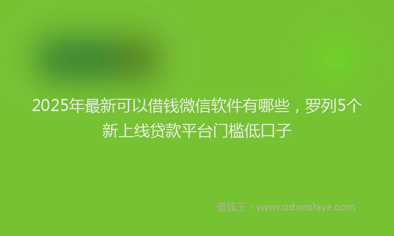 2025年最新可以借钱微信软件有哪些，罗列5个新上线贷款平台门槛低口子