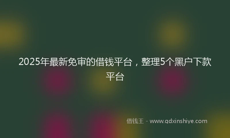 2025年最新免审的借钱平台，整理5个黑户下款平台