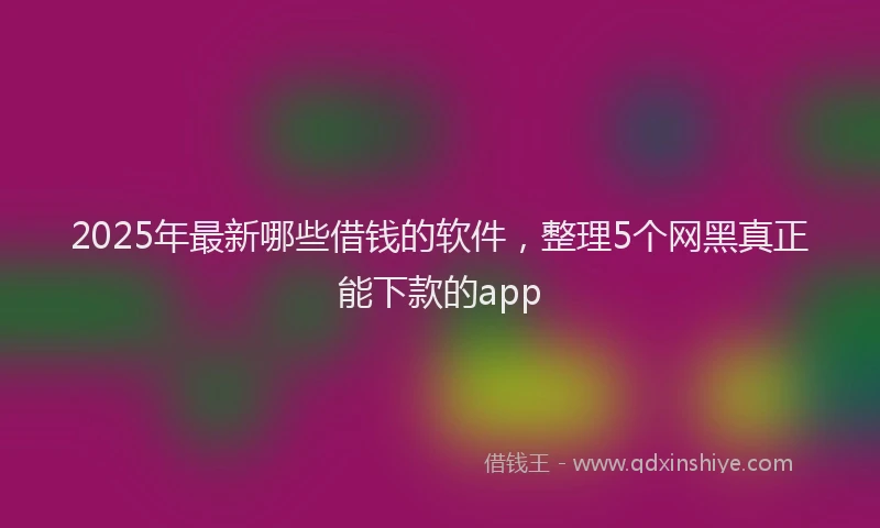 2025年最新哪些借钱的软件，整理5个网黑真正能下款的app
