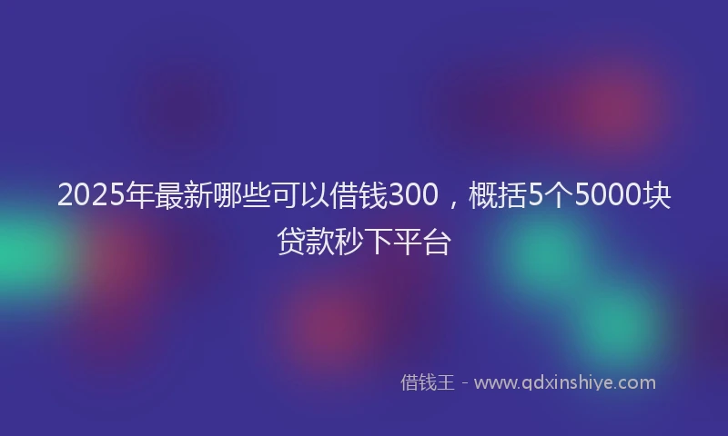 2025年最新哪些可以借钱300，概括5个5000块贷款秒下平台