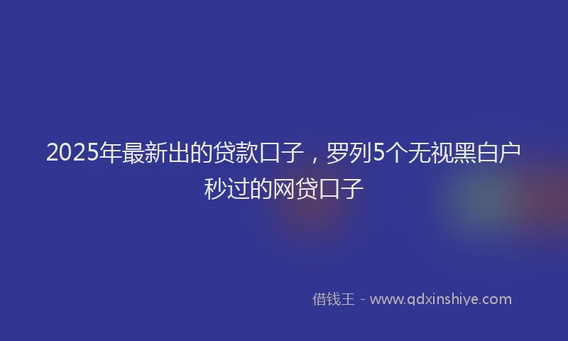 2025年最新出的贷款口子，罗列5个无视黑白户秒过的网贷口子