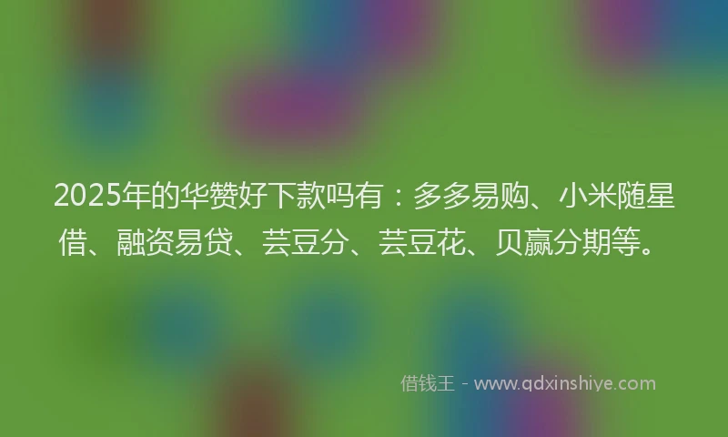 2025年的华赞好下款吗有：多多易购、小米随星借、融资易贷、芸豆分、芸豆花、贝赢分期等。