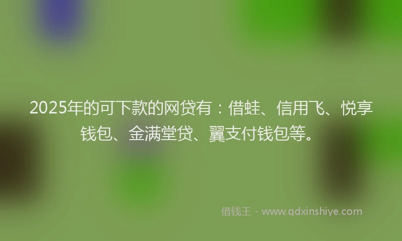 2025年的可下款的网贷有：借蛙、信用飞、悦享钱包、金满堂贷、翼支付钱包等。
