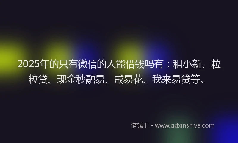 2025年的只有微信的人能借钱吗有：租小新、粒粒贷、现金秒融易、戒易花、我来易贷等。