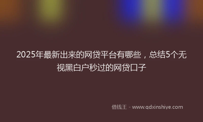 2025年最新出来的网贷平台有哪些，总结5个无视黑白户秒过的网贷口子