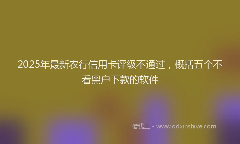 2025年最新农行信用卡评级不通过，概括五个不看黑户下款的软件