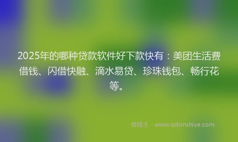 2025年的哪种贷款软件好下款快有：美团生活费借钱、闪借快融、滴水易贷、珍珠钱包、畅行花等。