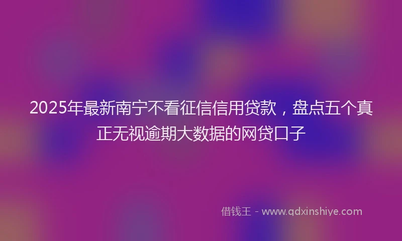 2025年最新南宁不看征信信用贷款，盘点五个真正无视逾期大数据的网贷口子