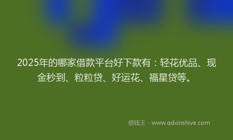2025年的哪家借款平台好下款有：轻花优品、现金秒到、粒粒贷、好运花、福星贷等。