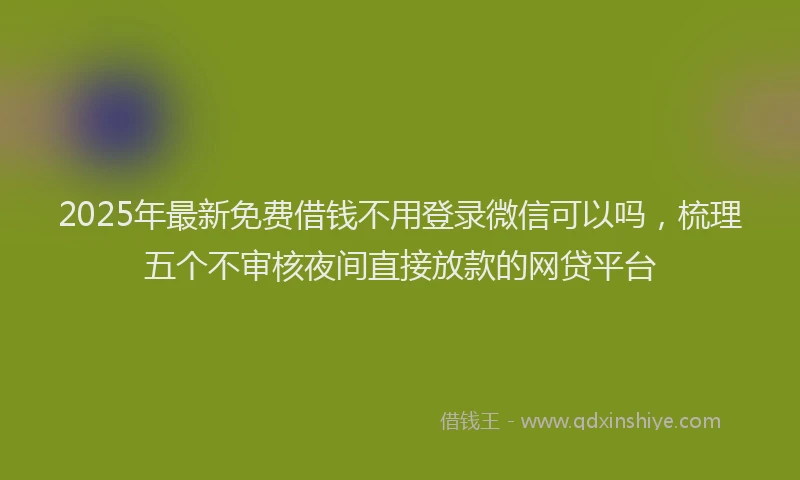 2025年最新免费借钱不用登录微信可以吗，梳理五个不审核夜间直接放款的网贷平台