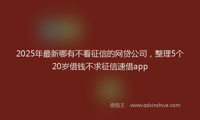 2025年最新哪有不看征信的网贷公司，整理5个20岁借钱不求征信速借app