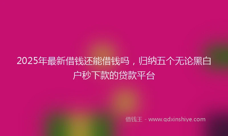 2025年最新借钱还能借钱吗，归纳五个无论黑白户秒下款的贷款平台