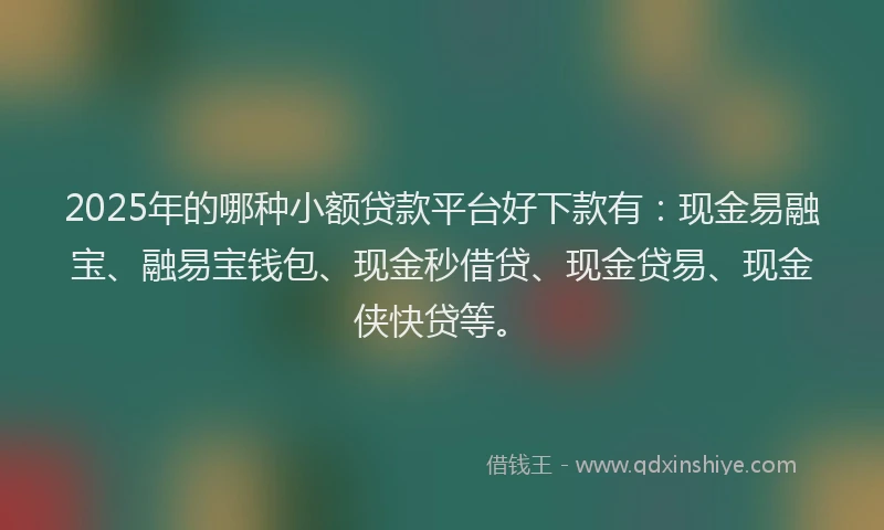 2025年的哪种小额贷款平台好下款有：现金易融宝、融易宝钱包、现金秒借贷、现金贷易、现金侠快贷等。