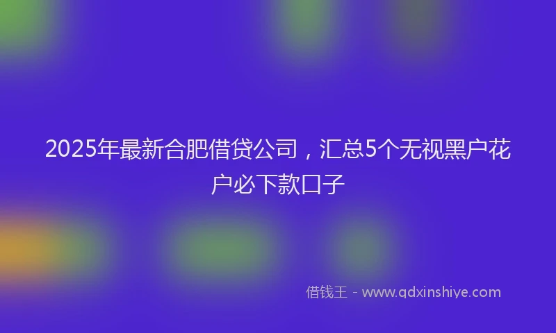2025年最新合肥借贷公司，汇总5个无视黑户花户必下款口子