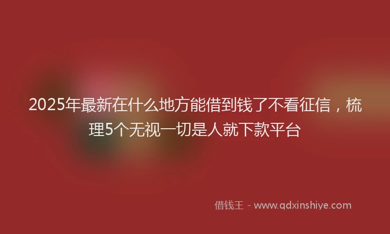 2025年最新在什么地方能借到钱了不看征信，梳理5个无视一切是人就下款平台