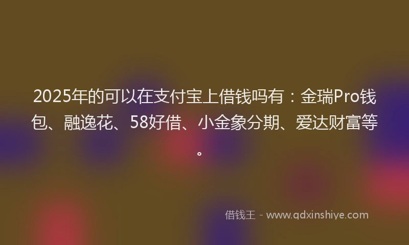 2025年的可以在支付宝上借钱吗有：金瑞Pro钱包、融逸花、58好借、小金象分期、爱达财富等。