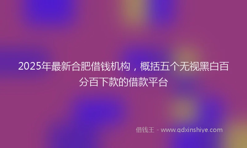 2025年最新合肥借钱机构，概括五个无视黑白百分百下款的借款平台
