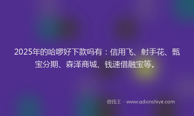 2025年的哈啰好下款吗有：信用飞、射手花、甄宝分期、森泽商城、钱速借融宝等。