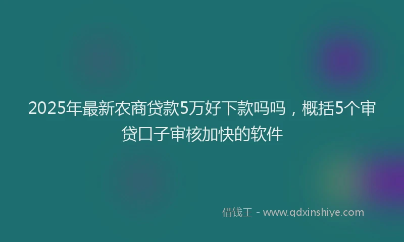 2025年最新农商贷款5万好下款吗吗，概括5个审贷口子审核加快的软件