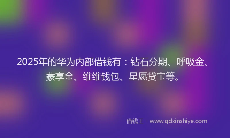 2025年的华为内部借钱有：钻石分期、呼吸金、蒙享金、维维钱包、星愿贷宝等。
