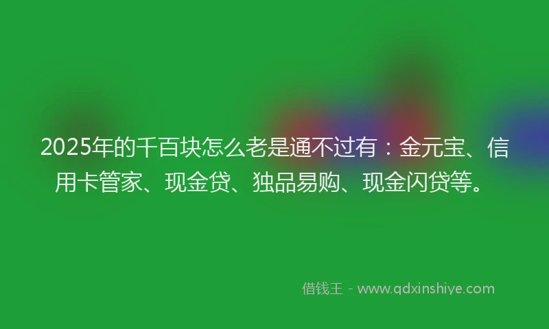 2025年的千百块怎么老是通不过有：金元宝、信用卡管家、现金贷、独品易购、现金闪贷等。