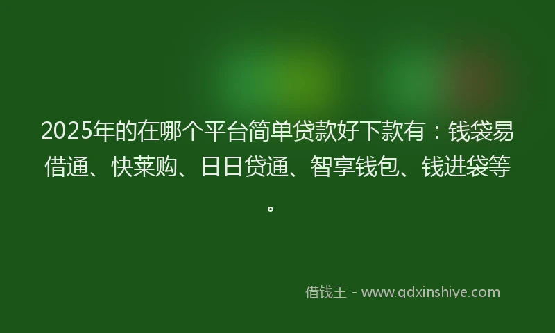 2025年的在哪个平台简单贷款好下款有：钱袋易借通、快莱购、日日贷通、智享钱包、钱进袋等。
