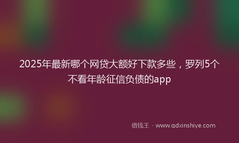 2025年最新哪个网贷大额好下款多些，罗列5个不看年龄征信负债的app