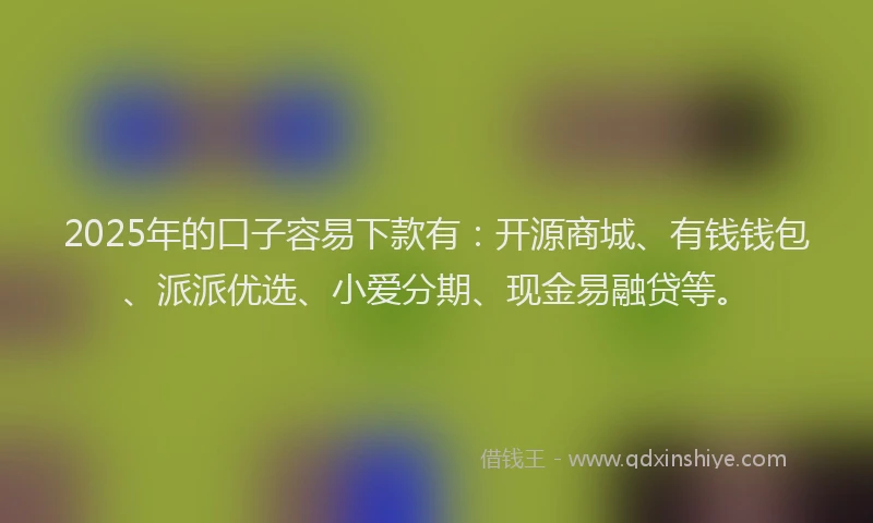 2025年的口子容易下款有：开源商城、有钱钱包、派派优选、小爱分期、现金易融贷等。