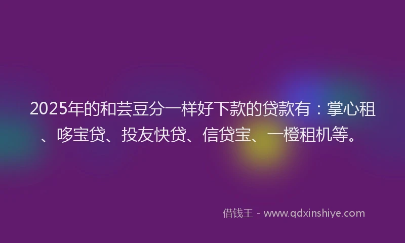 2025年的和芸豆分一样好下款的贷款有：掌心租、哆宝贷、投友快贷、信贷宝、一橙租机等。