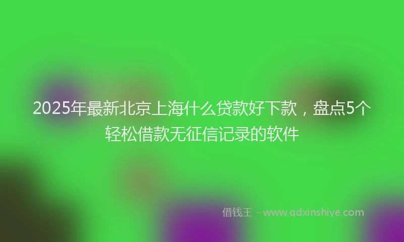 2025年最新北京上海什么贷款好下款，盘点5个轻松借款无征信记录的软件