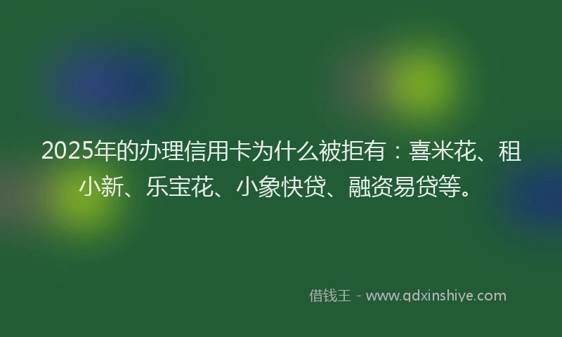 2025年的办理信用卡为什么被拒有：喜米花、租小新、乐宝花、小象快贷、融资易贷等。