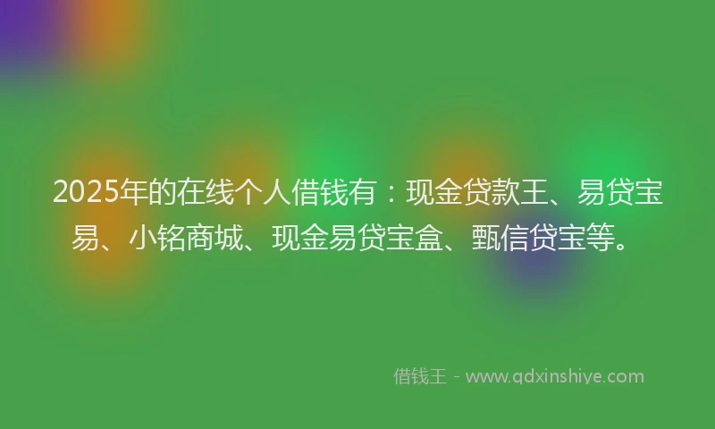 2025年的在线个人借钱有：现金贷款王、易贷宝易、小铭商城、现金易贷宝盒、甄信贷宝等。