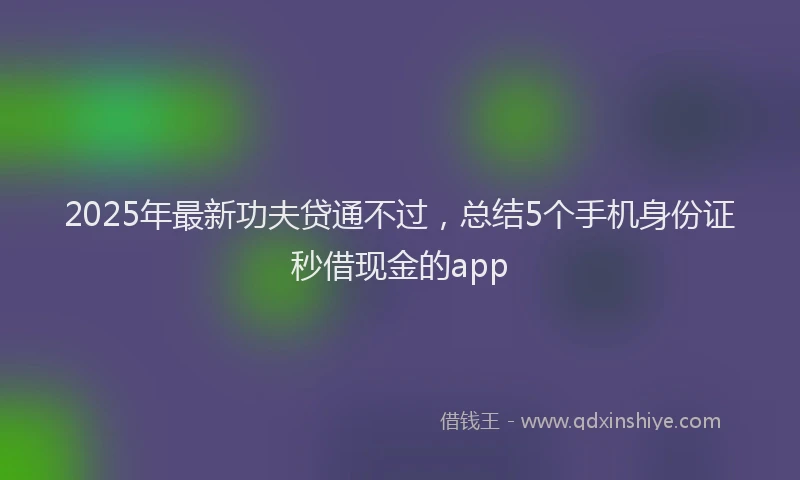 2025年最新功夫贷通不过，总结5个手机身份证秒借现金的app