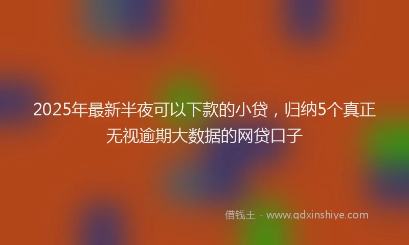 2025年最新半夜可以下款的小贷，归纳5个真正无视逾期大数据的网贷口子