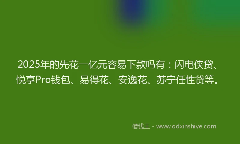 2025年的先花一亿元容易下款吗有：闪电侠贷、悦享Pro钱包、易得花、安逸花、苏宁任性贷等。