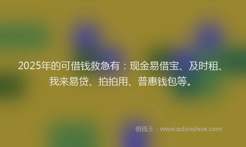 2025年的可借钱救急有：现金易借宝、及时租、我来易贷、拍拍用、普惠钱包等。