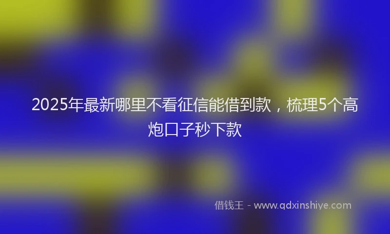 2025年最新哪里不看征信能借到款，梳理5个高炮口子秒下款