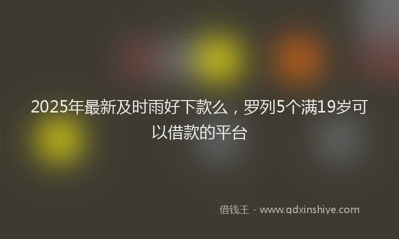 2025年最新及时雨好下款么，罗列5个满19岁可以借款的平台