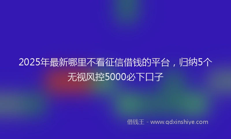 2025年最新哪里不看征信借钱的平台，归纳5个无视风控5000必下口子