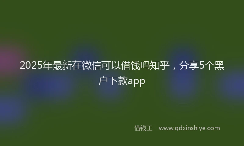 2025年最新在微信可以借钱吗知乎，分享5个黑户下款app